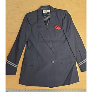 United Airlines Flight Attendant Fashionaire Jacket Blazer 8T one button Vintage